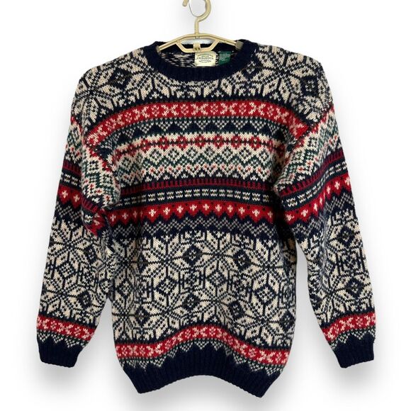GH Bass and Co Sweater Fair Isle Shetland Wool Heavyweight Multicolor Nordic L - Picture 3 of 15